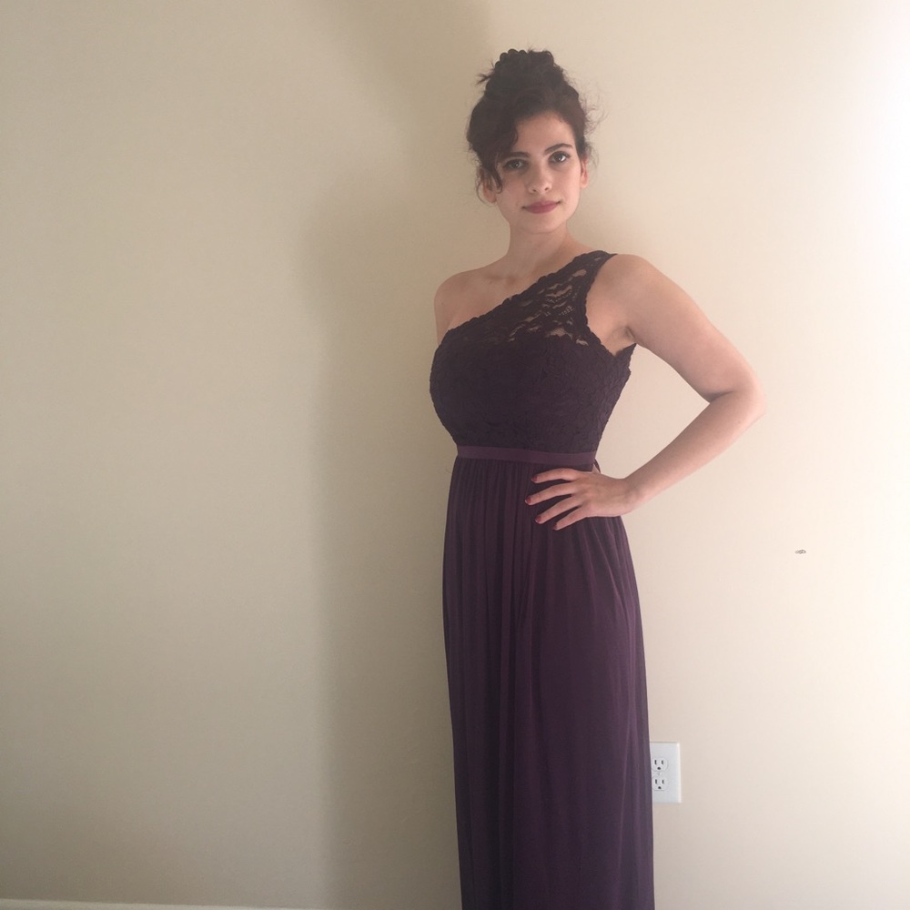 One shoulder Purple long dress